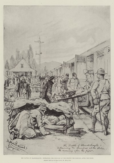 The Battle of Elandslaagte, entraining the Wounded at the Station the Morning after the Fight by Melton Prior